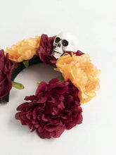 Load image into Gallery viewer, Halloween Skull Flower Headband