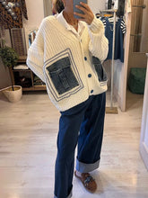 Laden Sie das Bild in den Galerie-Viewer, Unique Denim Patchwork Cardigan Sweater Jacket