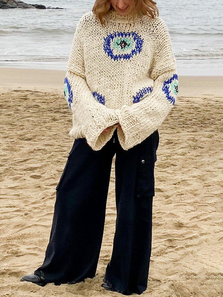 Casual Street Circle Pattern Loose Sweater