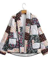 Görseli Galeri görüntüleyiciye yükleyin, Floral Patchwork Print Lapel Pocket Jacket