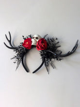 Load image into Gallery viewer, Halloween Flower Antler Headband Crown