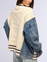 Load image into Gallery viewer, Unique Denim Patchwork Cable Knitted Coat