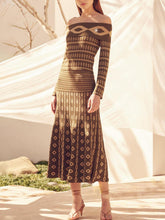 Load image into Gallery viewer, Exquisite Geometric Pattern Geometric Jacquard Flared Sleeve Knit set