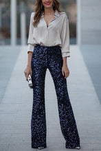 Load image into Gallery viewer, Elegant Sequined Flared Trousers