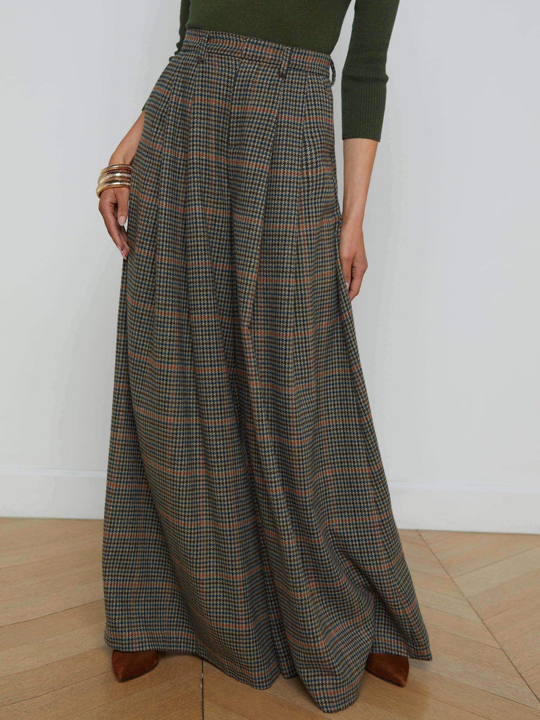 Retro Casual Plaid Suit Wide-leg Pants