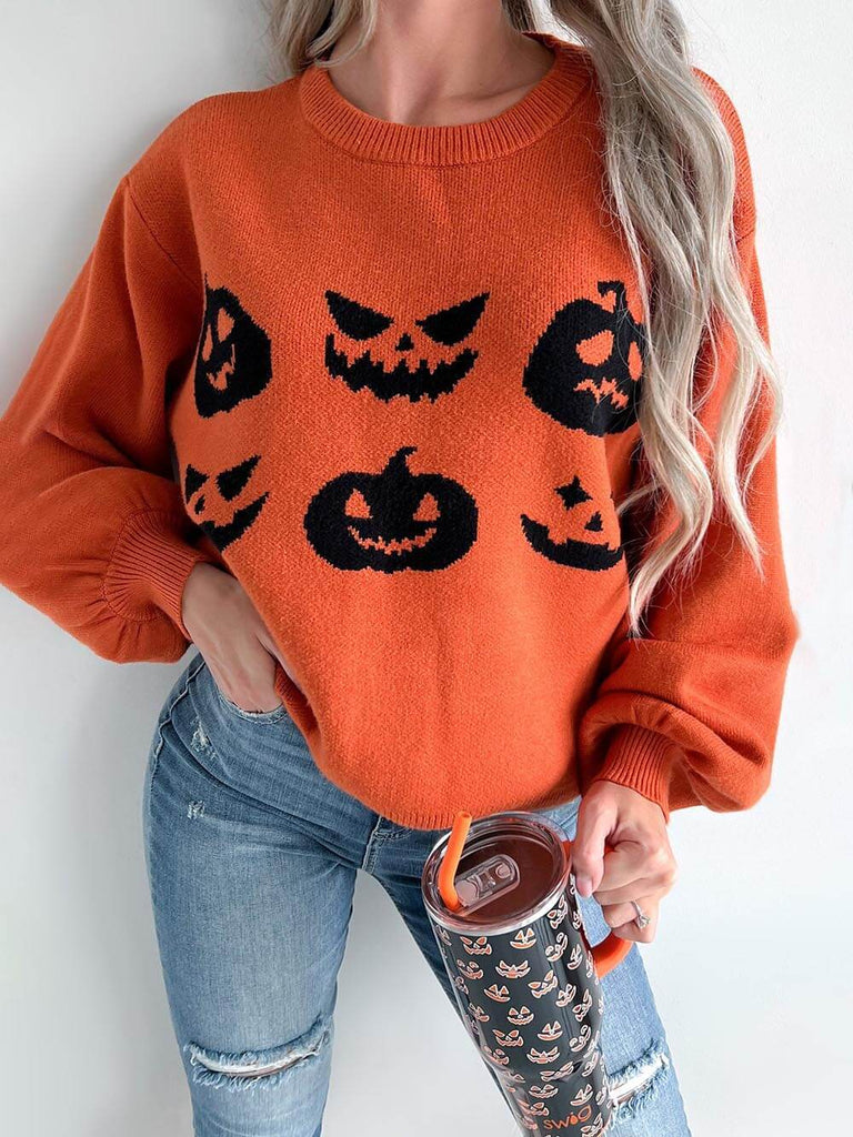 Pumpkins Carvin Knit Halloween Sweater