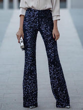 Load image into Gallery viewer, Elegant Sequined Flared Trousers