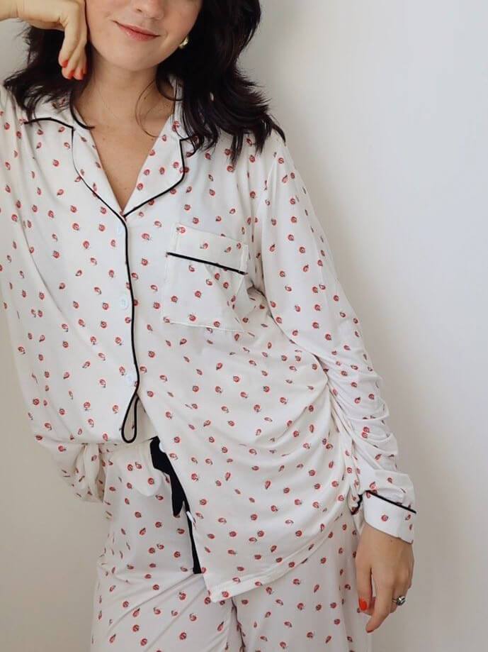 Ladybug Print Long Pajama Set