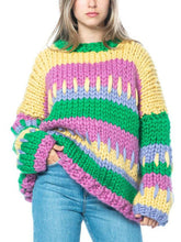 Load image into Gallery viewer, Unique Colorful Striped Loose Crewneck Sweater