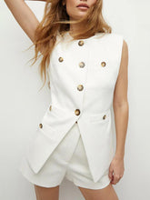 Indlæs billede til gallerivisning Casual Solid Color Sleeveless Multi-Button Jacket