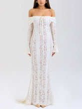 Load image into Gallery viewer, Elegant One Shoulder Lace Fishtail Maxi Dress