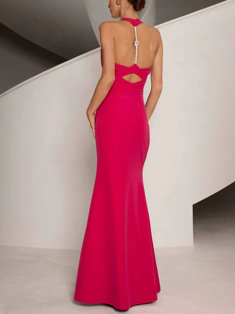 Elegant V-neck Slit Fishtail Maxi Dress