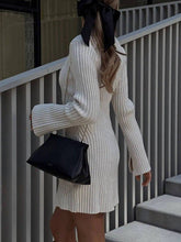 Load image into Gallery viewer, Classic And Versatile Bell Sleeve Mini Sweater Dress