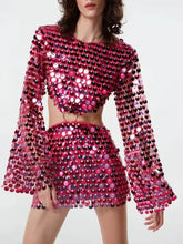 Load image into Gallery viewer, Elegant Sequin Cutout Long Sleeve Mini Dress