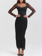 Lataa kuva Galleria-katseluun, Black Backless Bodycon Suspender Maxi Dress