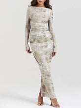 Carica l&#39;immagine nel visualizzatore di Gallery, Pale Sage Print Maxi Dress