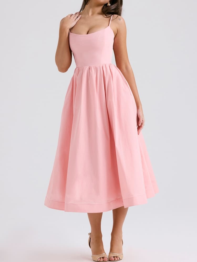 Rose Pink Cotton Corset Sundress