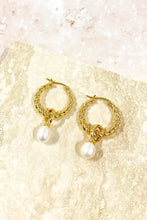 Load image into Gallery viewer, Twist Pearl Drop Earrings - Gold/Pearl