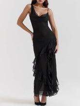 Laden Sie das Bild in den Galerie-Viewer, Black Ruffle Maxi Dress