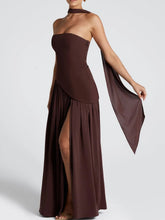 Load image into Gallery viewer, Strapless Slit Ribbon Maxi Dress