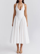 Lataa kuva Galleria-katseluun, White Cotton Halter Midi Sundress