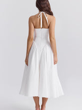 Lataa kuva Galleria-katseluun, White Cotton Halter Midi Sundress