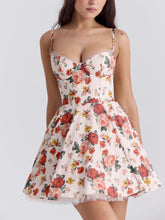 Load image into Gallery viewer, Italian Rose Print Tulle Mini Dress