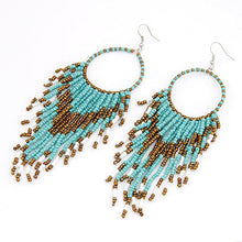 Indlæs billede til gallerivisning Boho Ethnic Long Tassel Beaded Earrings