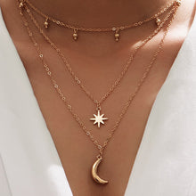 Laden Sie das Bild in den Galerie-Viewer, Multilayer Tassel Star Moon Pendant Necklace