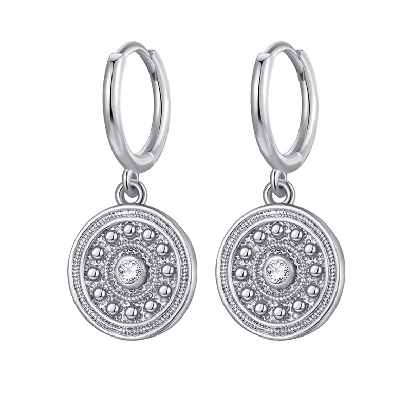 Boucles d'oreilles bohèmes rondes en zircon