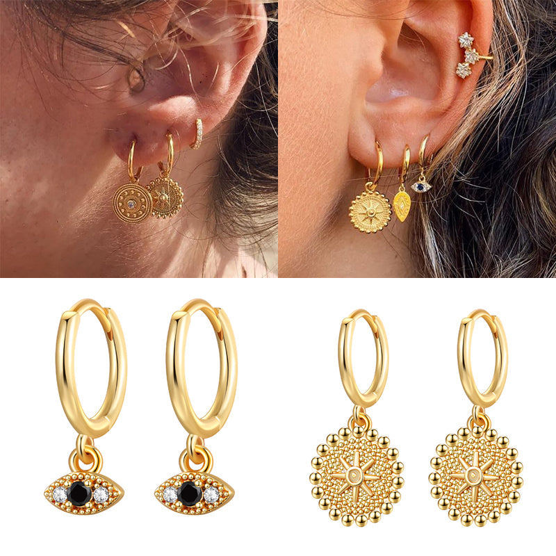 Boucles d'oreilles bohèmes rondes en zircon