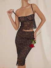 Load image into Gallery viewer, Sexy Lace Suspender Crop Top And Hip-Covering Skirt Two-Piece Set