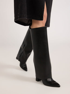 Pointed toe high heel western jeans boots