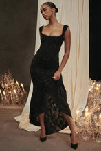 Load image into Gallery viewer, Black bell floral maxi dress