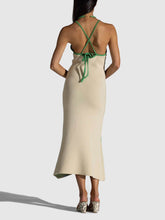 Load image into Gallery viewer, Knitted Suspender Halterneck V-Neck Backless Sexy Midi Dress