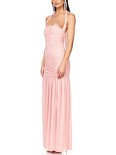 Load image into Gallery viewer, Elegant Halterneck Pleated Hip-Hugging Maxi Dress