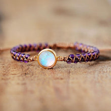 Carregar imagem no visualizador da galeria, Natural Amethyst &amp; Opal String Braided Bracelet