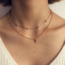 Carica l&#39;immagine nel visualizzatore di Gallery, Star &amp; Moon Multi Layer Necklace