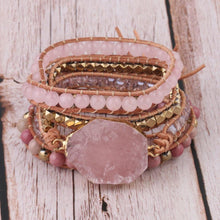 Load image into Gallery viewer, Rose Quartz Wrap Boho Bracelet