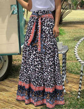 Load image into Gallery viewer, Flowers Boho Chic Print Maxi Skirt