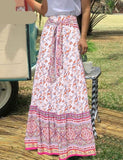 Flowers Boho Chic Print Maxi Skirt