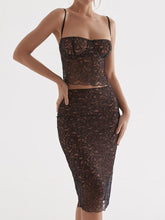 Load image into Gallery viewer, Black Lace Midi Skirt