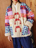 Colorful Patchwork Chinese Knot Button Coat